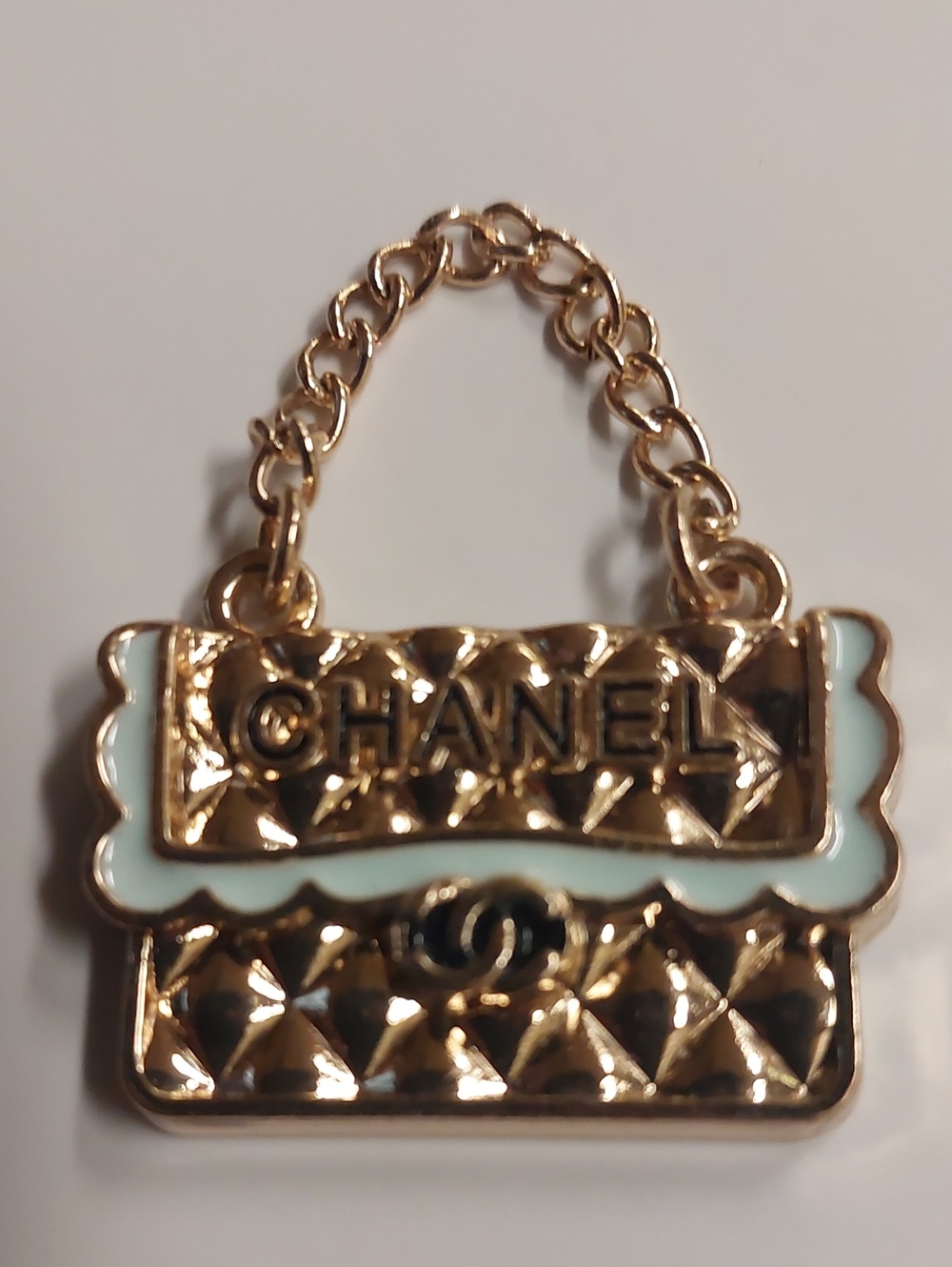 CC Gold Mini Quilted Charm Pendant